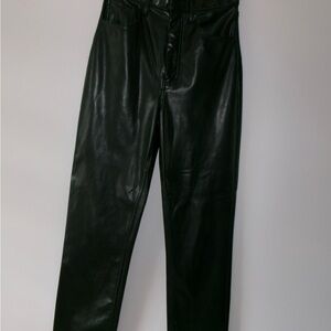 Abercrombie & Fitch The 90’s Straight Fit Ultra High Rise Black Leather Trousers